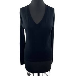 FEEL THE PIECE Black Long Sleeve V-Neckline Pullover Nylon Blend Sweater XS/S